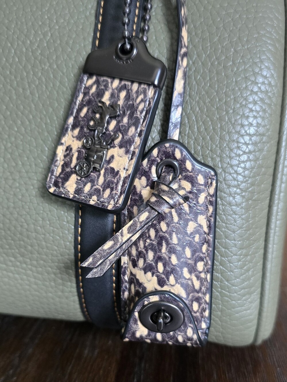 Coach Ruby Olive Green Satchel with Snakeskin Handles - Picture 3 of 13